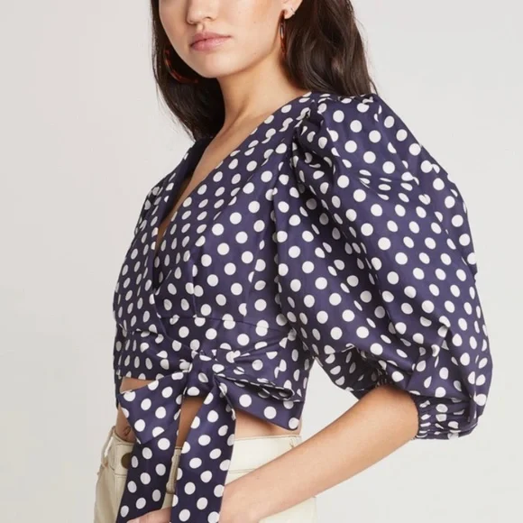 1160 NWT Choosy Infinity Wrap Top – Size Small – Navy/White Polka Dot - Picture 4 of 13